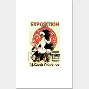 Jules Cheret Girls EXPOSITION Painting Art Nouveau Vintage French Posters and Art